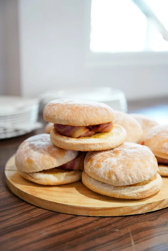 Fresh bacon rolls served at a golf club in Bristol, ready for a golf day event.