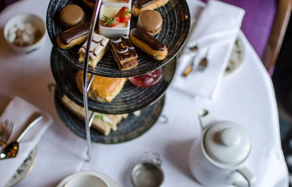 cake stand with sweet treats at venue for a wake near bristol