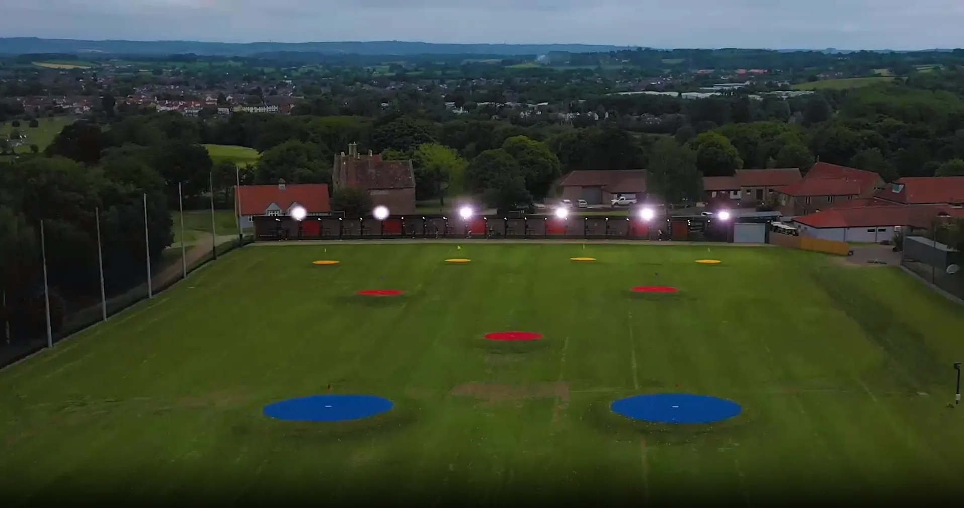 aerial shot of trackman driving range near bristol