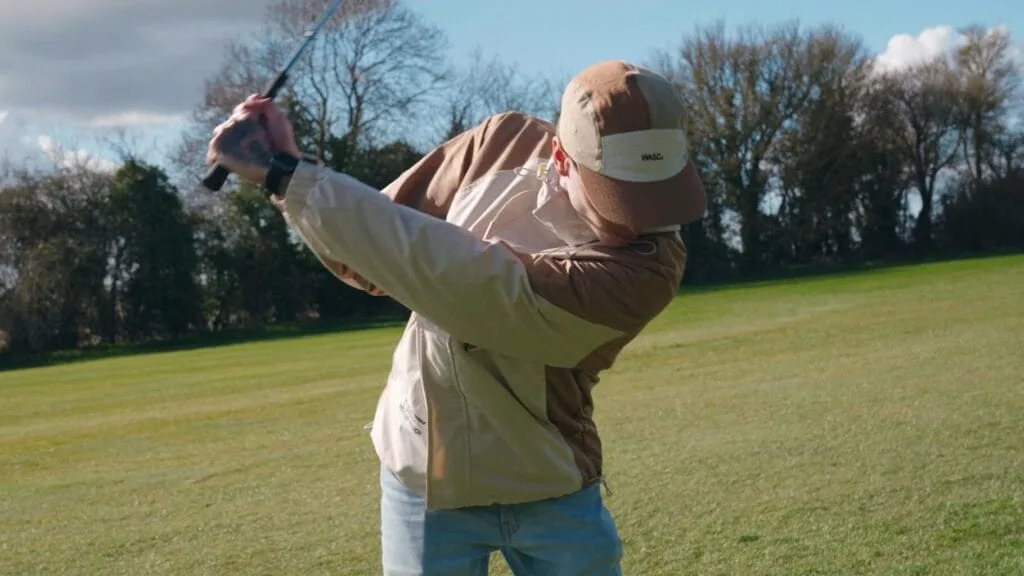 golf hitting ball off the fairway during golf lesson in bristol
